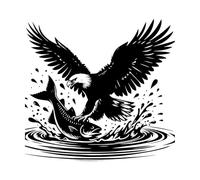 an Eagle with Fish in The Water Vinyl Wall Decals 42x44.3cm Equipped with Transfer Film kit Black