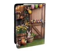 an Easter Bunny and Eggs Printed Passport Holder,Travel Pu Leather Passport Cover Case Organiser for Men Women,6.5 Inch