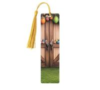 an Easter Bunny and Eggs Unique Double-Sided Artwork Printed Wooden Bookmarks, Artistic Book Accessories Birthday Presents for Men Women Presents for Book Lovers