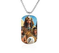 An Egyptian Family Rectangle Memorial Necklace Personalized Metal Pendant Jewelry Gifts for Boyfriend Husband Dad 23.6in（60cm）