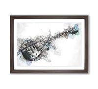 An Electric Guitar in Abstract Framed Print | A2 Walnut Framed Wall Art | Ready to Hang | Abstract Music Picture | Living Room Bedroom Lounge Office