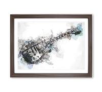 An Electric Guitar In Abstract Modern Art Framed Print | A3 Walnut Framed Wall Art | Ready to Hang | Abstract Music Picture | Living Room Bedroom Lounge Office