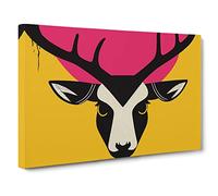 An Electrifying Stag Deer Pop Art Canvas Print | Gallery Wrapped 30mm Frame Wall Decor | 30x20 inches | Ready to Hang | Pop Art Animals Picture | Living Room Bedroom Lounge Office