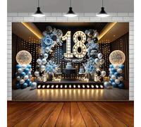 An elegant 18th birthday party banner - polyester background room and yard celebration signs home decoration 300x200CM