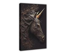 An Elegant Black Unicorn Poster Canvas Poster Bedroom Decor Landscape Office Room Decor Gift 12" L X 18" W