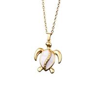 An Elegant Ocean-inspired Sea Turtle and White Clam Pendant Necklace for Women - a able Collarbone Chain Suitable for Casual Wear and Gifting