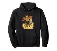 An Elegant Parisian Girl Rides A Bicycle Holding A Baguette Pullover Hoodie