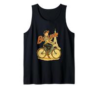 an Elegant Parisian Girl Rides A Bicycle Holding A Baguette Tank Top