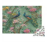 An Elegant Peacock Perches on A Blooming Branch Jigsaw Puzzles Challenge Toy Educational Games Home Decoration for Adults& Teenager Age 14 Years Up 1000pcs (75x50cm)