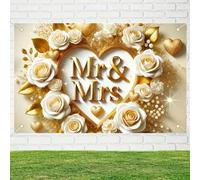 An elegant "Sir And Madam" background cloth is suitable for weddings anniversaries and does not require electricity 250x180CM