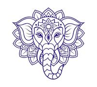 an Elephant Head with a Mandala Pattern on it Vinyl Art Sticker 42x42.1cm Store Decoration DarkBlue