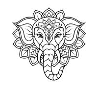 an Elephant Head with a Mandala Pattern on it Vinyl Art Sticker 67.2x67.4cm Glass Stickers Black