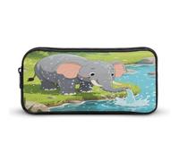 an Elephant Taking A Bath Large Storage High Capacity Bag Pouch Holder Box Organizer Desk Organizer Aesthetic Cosmetic Bag Suitable for Study Office Travel Cosmetic Storage Bag