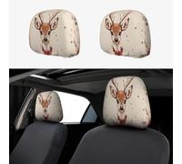 An Elk Wearing A Garland Head Rest Cover Car Accessories, 2 Pcs Car Seat Headrest Cover, Washable Headrest Protector Universal Fit To All Car Suvs Truck Van Vehicles Auto