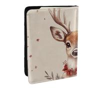 an Elk Wearing A Garland Printed Passport Holder,Travel Pu Leather Passport Cover Case Organiser for Men Women,6.5 Inch