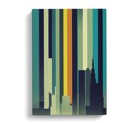 An Enchanting City Skyline Abstract Blue, Green, Green Canvas Print for Living Room Bedroom Home Office Décor, Wall Art Picture Ready to Hang, 30x20 Inch (76x50 cm)