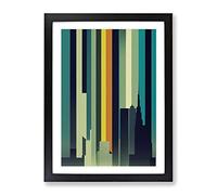 An Enchanting City Skyline Abstract Framed Print for Living Room Bedroom Home Office Décor, Wall Art Picture Ready to Hang, Black A2 Frame (62 x 45 cm)
