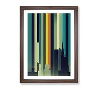 An Enchanting City Skyline Abstract Framed Print for Living Room Bedroom Home Office Décor, Wall Art Picture Ready to Hang, Walnut A3 Frame (34 x 46 cm)
