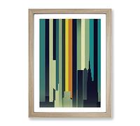 An Enchanting City Skyline Abstract Framed Print for Living Room Bedroom Home Office Décor, Wall Art Picture Ready to Hang, Oak A4 Frame (34 x 25 cm)