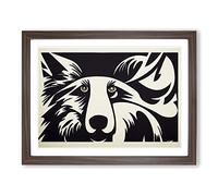 An Engaging Wolf H1022 Framed Print for Living Room Bedroom Home Office Décor, Wall Art Picture Ready to Hang, Walnut A2 Frame (64 x 46 cm)