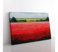 An Enigmatic Poppy Field Flowers Canvas Wall Art Print Ready to Hang, Framed Picture for Living Room Bedroom Home Office Décor, 76x50 cm (30x20 Inch)