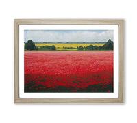 An Enigmatic Poppy Field Flowers H1022 Framed Print for Living Room Bedroom Home Office Décor, Wall Art Picture Ready to Hang, Oak A4 Frame (34 x 25 cm)