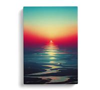 An Enthralling Sunset Blue, Teal, Peach Canvas Print | Gallery Wrapped 30mm Frame Wall Art | 30x20 inches | Ready to Hang | Contemporary Landscape Picture | Living Room Bedroom Lounge Office