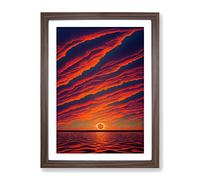 An Entrancing Ocean Sunset Framed Print | A4 Walnut Framed Wall Art | Ready to Hang | Modern Nautical Picture | Living Room Bedroom Lounge Office