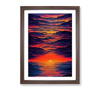 An Epic Sunset Framed Print | A4 Walnut Framed Wall Art | Ready to Hang | Modern Landscape Picture | Living Room Bedroom Lounge Office