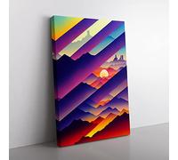An Evocative City Skyline Abstract Canvas Wall Art Print Ready to Hang, Framed Picture for Living Room Bedroom Home Office Décor, 60x40 cm (24x16 Inch)