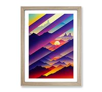 An Evocative City Skyline Abstract Framed Print for Living Room Bedroom Home Office Décor, Wall Art Picture Ready to Hang, Oak A3 Frame (34 x 46 cm)