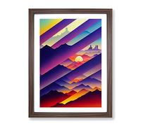 An Evocative City Skyline Abstract Framed Print for Living Room Bedroom Home Office Décor, Wall Art Picture Ready to Hang, Walnut A3 Frame (34 x 46 cm)
