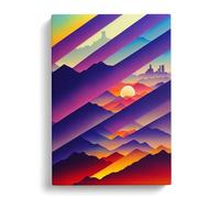 An Evocative City Skyline Abstract Purple, Purple, Grey Canvas Print for Living Room Bedroom Home Office Décor, Wall Art Picture Ready to Hang, 30x20 Inch (76x50 cm)