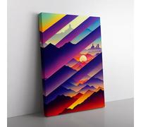 An Evocative City Skyline Abstract Purple, Purple, Grey Canvas Wall Art Print Ready to Hang, Framed Picture for Living Room Bedroom Home Office Décor, 76x50 cm (30x20 Inch)