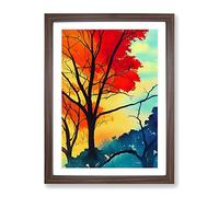 An Evolving Tree Framed Print | A2 Walnut Framed Wall Art | Ready to Hang | Modern Floral Picture | Living Room Bedroom Lounge Office
