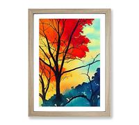 An Evolving Tree Framed Print for Living Room Bedroom Home Office Décor, Wall Art Picture Ready to Hang, Oak A4 Frame (34 x 25 cm)