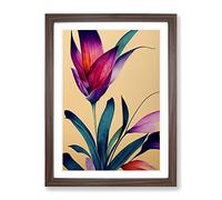 An Excellent Flower Framed Print | A4 Walnut Framed Wall Art | Ready to Hang | Modern Floral Picture | Living Room Bedroom Lounge Office