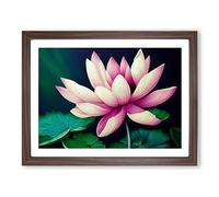 An Excellent Lotus Flower BLK Framed Print | A2 Walnut Framed Wall Art | Ready to Hang | Modern Floral Picture | Living Room Bedroom Lounge Office