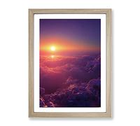 An Exceptional Sunset Framed Print | A4 Oak Framed Wall Art | Ready to Hang | Modern Landscape Picture | Living Room Bedroom Lounge Office