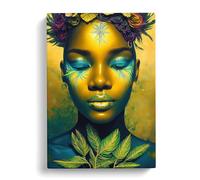 An Exceptional Woman Blue, Peach, Green Canvas Print | Gallery Wrapped 30mm Frame Wall Art | 30x20 inches | Ready to Hang | Contemporary People Picture | Living Room Bedroom Lounge Office
