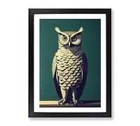 An Exciting Owl Framed Wall Art Print A2 Black