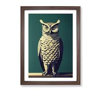 An Exciting Owl Framed Wall Art Print A2 Walnut