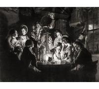 An Experiment on a Bird in the Air Pump. 18th century. From a print by Valentine Green after the painting by Joseph Wright of Derby. A natural philosopher - a scientist - recreates one of Robert