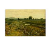 An Extensive Meadow Landscape With Geese by A Stream John Atkinson Grimshaw Canvas Art Poster And Wall Art Picture Print Modern Family Bedroom Decor U