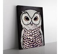 An Extraordinary Owl Black, Grey, Grey Canvas Wall Art Print Ready to Hang, Framed Picture for Living Room Bedroom Home Office Décor, 76x50 cm (30x20 Inch)