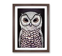 An Extraordinary Owl Framed Print | A2 Walnut Framed Wall Art | Ready to Hang | Modern Animal Picture | Living Room Bedroom Lounge Office