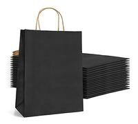 AN HUI MING 18pcs Black Gift Bags with Handles, 23X12X30cm Large Paper Party Bags, Black Paper Bags for Christmas, Father's Day, Party, Weddings, Birthdays, New Year's, Shopping, and Wrapping Gifts