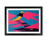 An Iconic Abstract Bird Framed Wall Art Print A2 Black