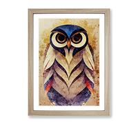 An Iconic Owl Framed Print | A2 Oak Framed Wall Art | Ready to Hang | Modern Animal Picture | Living Room Bedroom Lounge Office