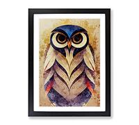 An Iconic Owl Framed Print | A4 Black Framed Wall Art | Ready to Hang | Modern Animal Picture | Living Room Bedroom Lounge Office